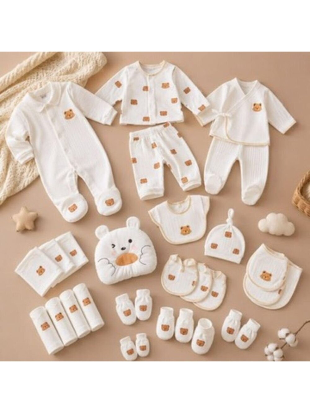 🧸 22-Piece Teddy Bear Newborn 0-3 Baby Gift Set | Soft Cotton | Baby Shower Gif - Picture 3 of 3